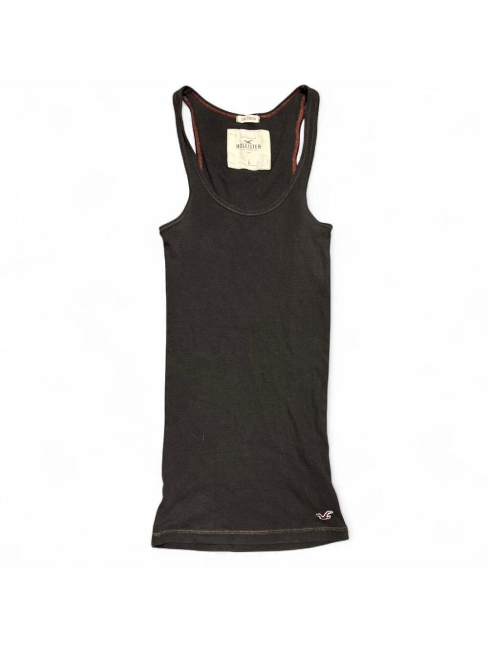 Hollister Brown Fitted Ribbed Tank Top Y2K Basic Stretch Cami Small